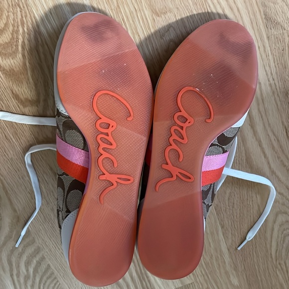 NIB COACH Joss pink/orange strip sneakers size 9 - Picture 4 of 6